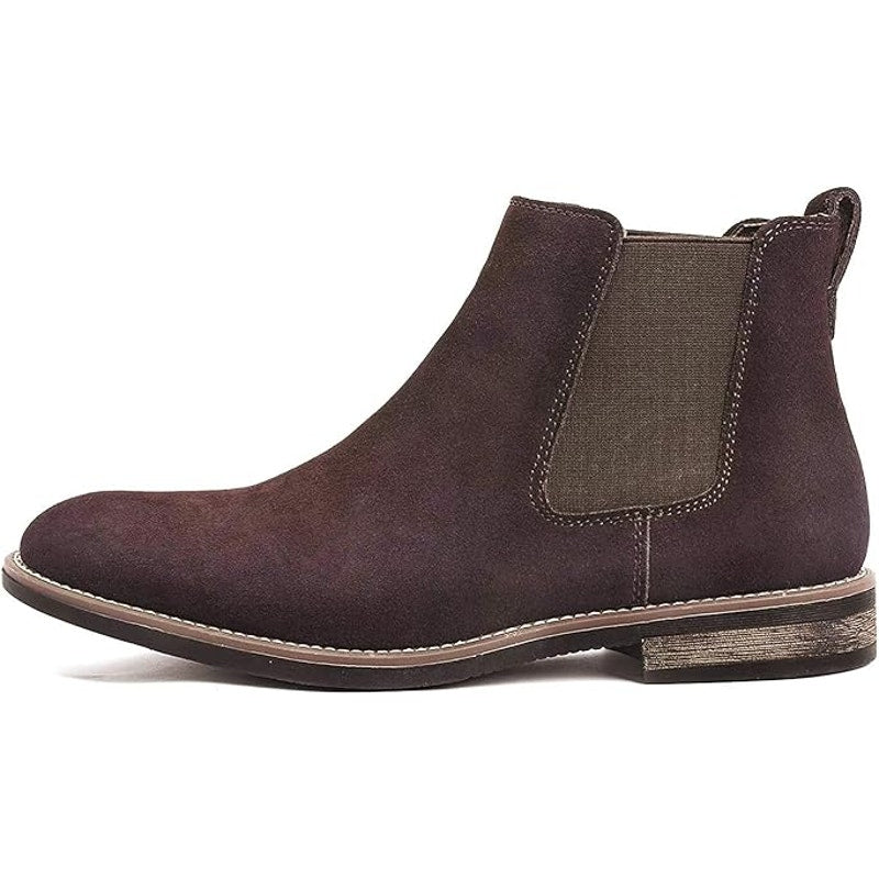 Bruno Marc Mens Size 7 Brown Suede Leather Slide On Low Heel Chelsea Ankle Boots