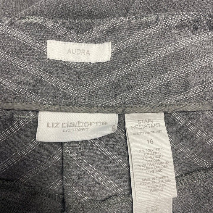 Liz Claiborne Womens Size 16 Audra Stain Resistant Striped Side Career Pants