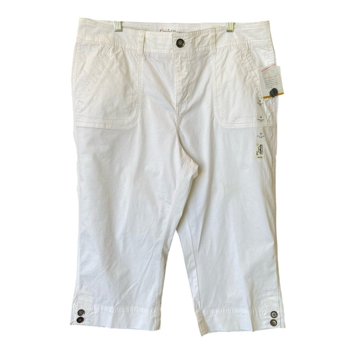 NWT New Croft &amp; Barrow Womens Size 16 White Cotton Blend Natural Fit Capri Pants