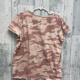 Hand Printed Upcycled Child XL (14/16) Dragonfly Short Sleeve Pink Camo Tee