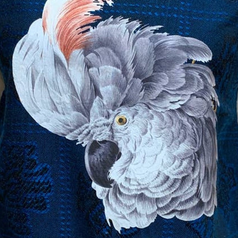 Upcycled Hand Printed White Cockatoo Parrot Chef Kitchen Craft Apron W Back Ties