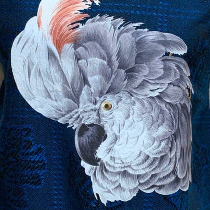 Upcycled Hand Printed White Cockatoo Parrot Chef Kitchen Craft Apron W Back Ties