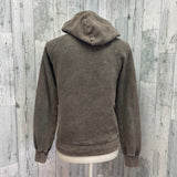 Hand Printed Upcycled Women XS Cardinal Long Sleeve PolyCotton Sweatshirt Hoodie