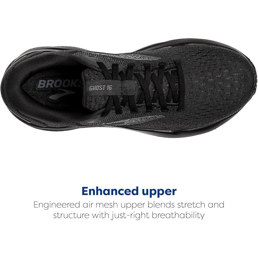 Brooks Mens Size 11.5 Ghost 16 Black Mesh Lace Up Neutral Walking Running Shoes
