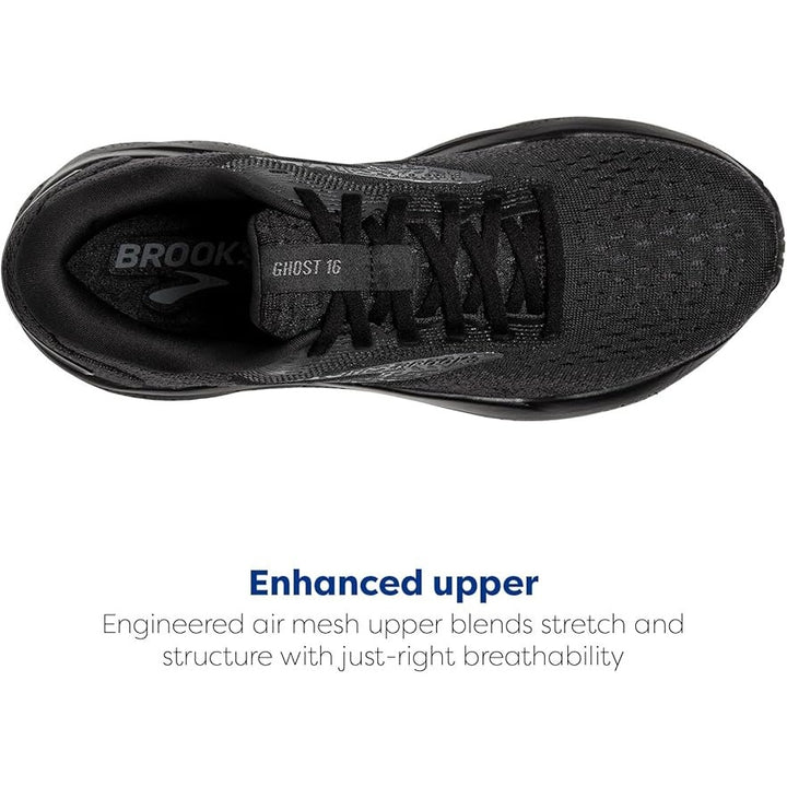 Brooks Mens Size 11.5 Ghost 16 Black Mesh Lace Up Neutral Walking Running Shoes