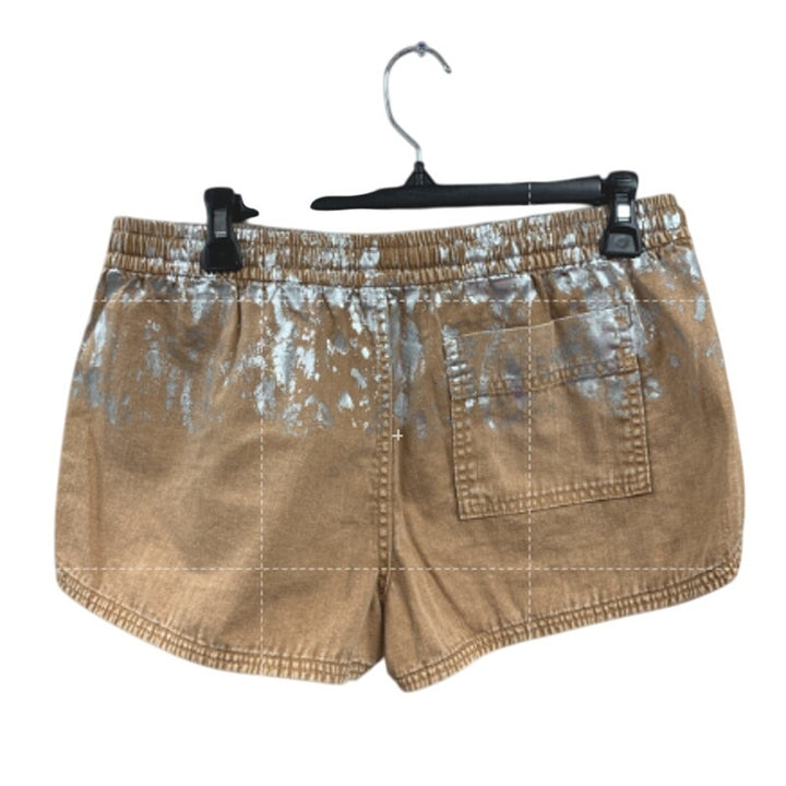 2 New Aerie Womens Small Elastic Drawstring Waist Silver Paint Splatter Shorts