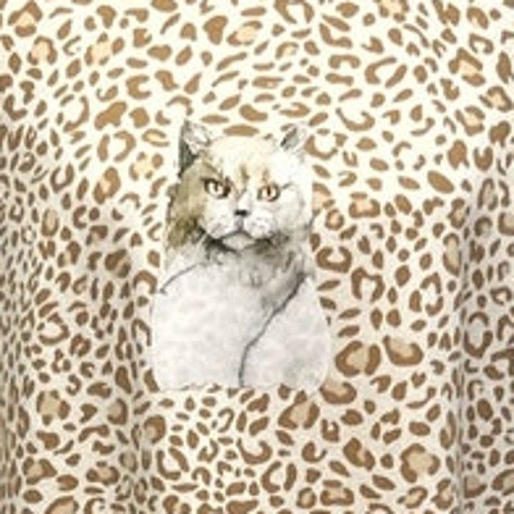 Hand Printed Upcycled Womens Large Leopard Spot Cat Long Sleeve Sweatshirt