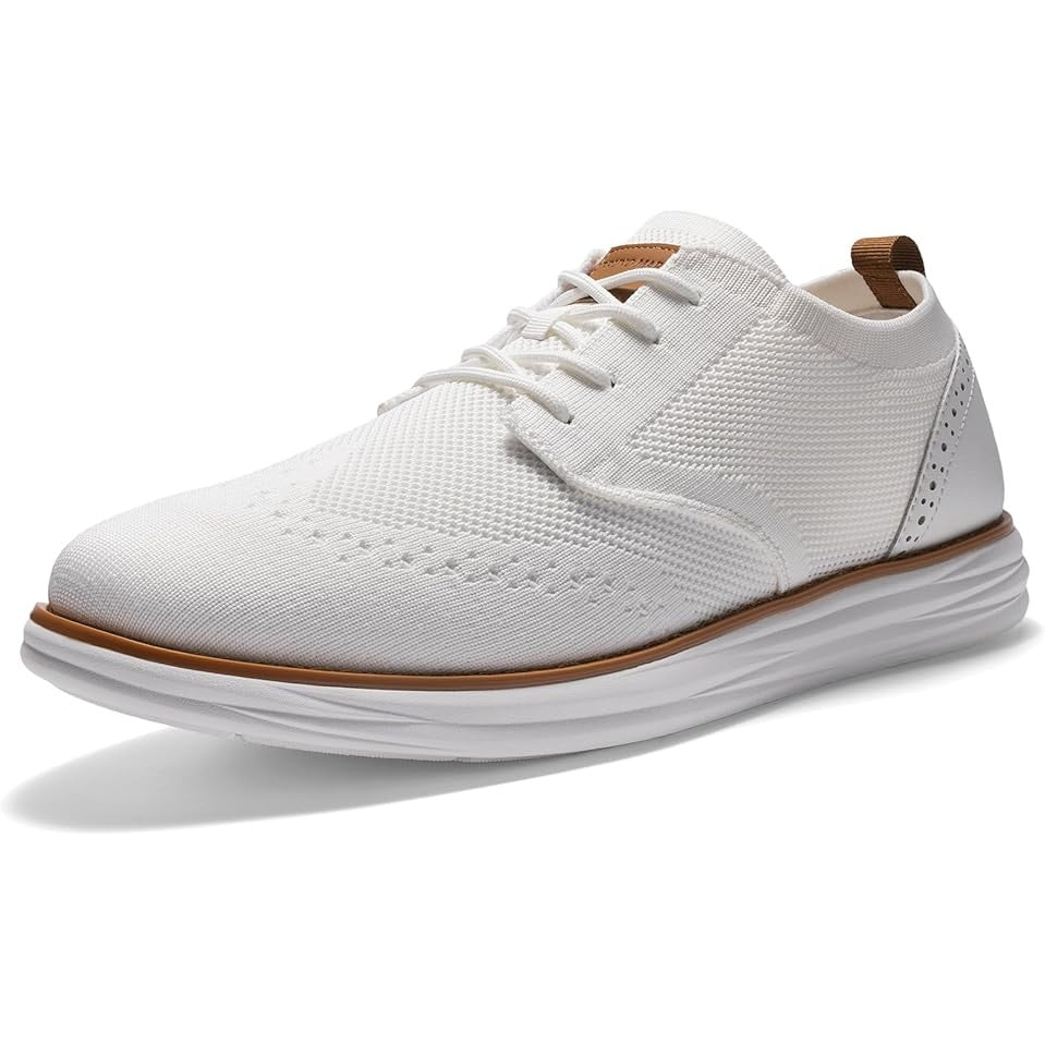 Bruno Marc Mens Size 12 White Oxford Sneakers Closed Round Toe Lace Up Shoes