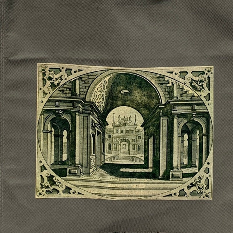 Upcycled Architecture Castle Tote Bag, Hand-Printed Hello Beautiful Shopper