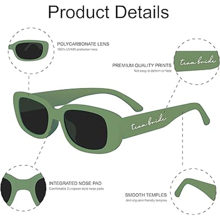 New LotsBuyLots 9 Pack Team Bride Green White Retro Rectangle Plastic Sunglasses