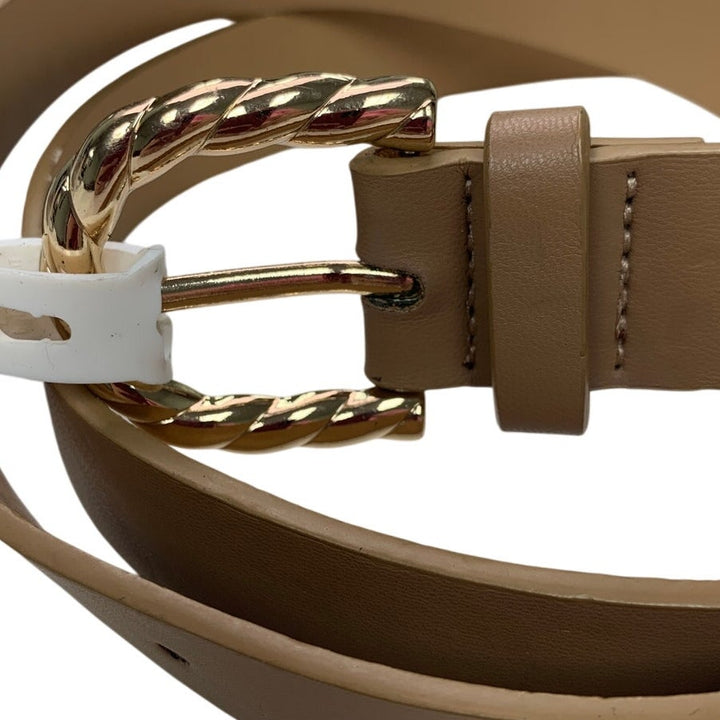 NWT A New Day Womens XL Natural Tan Faux Leather Gold Buckle Fashion Belt