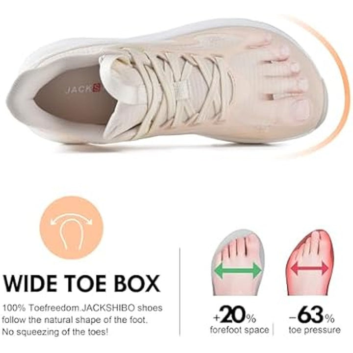 Jackshibo Womens Size 7 White Wide Toe Box Lace Up Arch Support Athletic Shoes