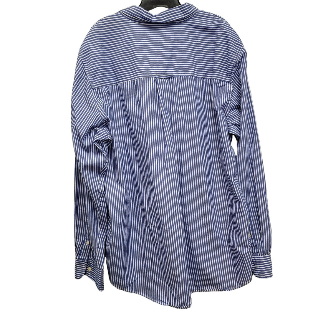 Chaps Mens XL Striped PolyCotton Long Sleeve Button Up Shirt w Front Pocket