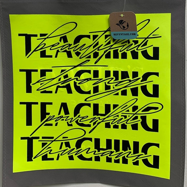 New Upcycled Hand Printed Teaching Loving Powerful Humans Shopper Tote Bag