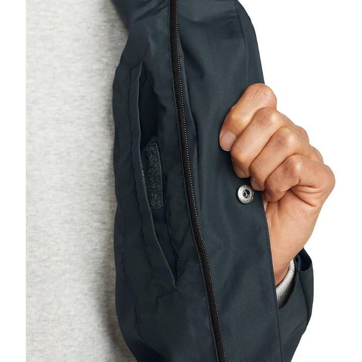 New Eddie Bauer Mens Black Gray Rainfoil Waterproof Packable Hooded Storm Jacket