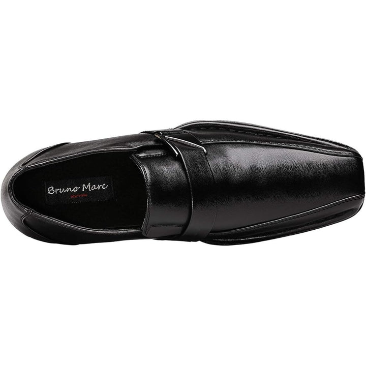 Bruno Marc Mens Size 13 Black Faux Leather Slide On Low Heel Dress Loafers Shoes