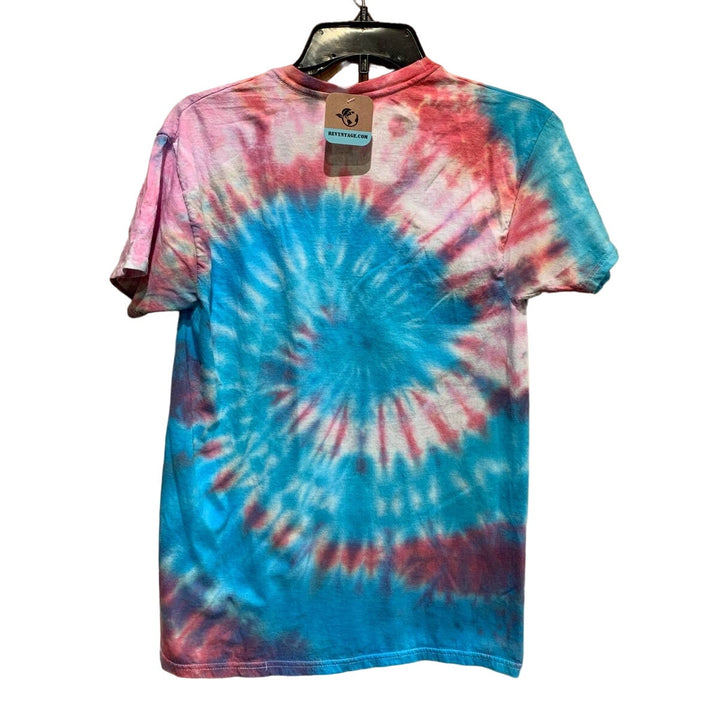 Hand Printed Small/Medium Upcycled Dandelion V-Neck Tie Dyed 100% Cotton Tee