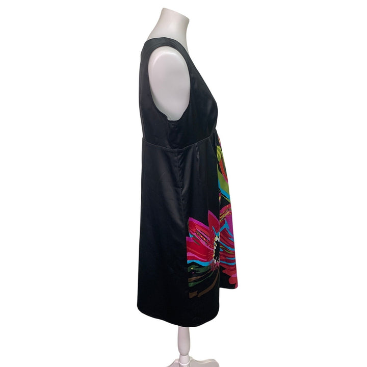 Axcess Liz Claiborne Womens Large Graphic Floral V-Neck Sleeveless Sheath Dress