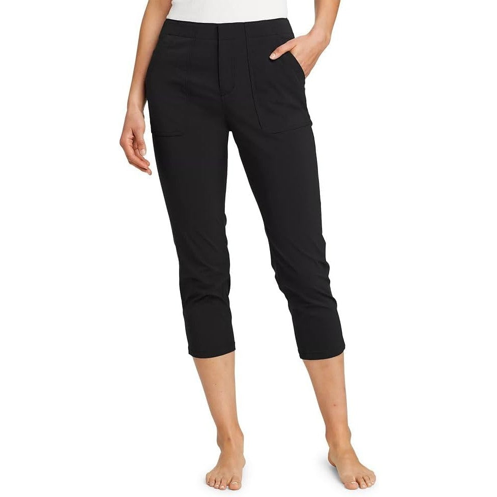 New Eddie Bauer Womens Size 2 Petite 2P Black Horizon High-Rise Cropped Pants