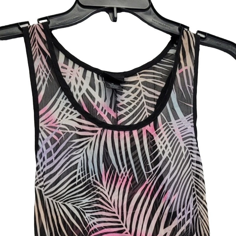 Rue 21 Womens Medium Hi Low Sheer Sleeveless Racerback Fern Sheath Dress