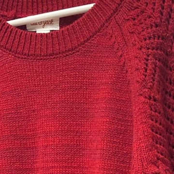 Cat &amp; Jack Girls Large Red Acrylic Yarn Knit Long Sleeve Sweater Dress
