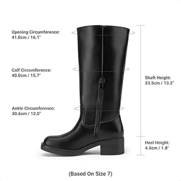 Dream Pairs Womens 9.5 Black Faux Leather Knee High Square Toe Low Heel Boots