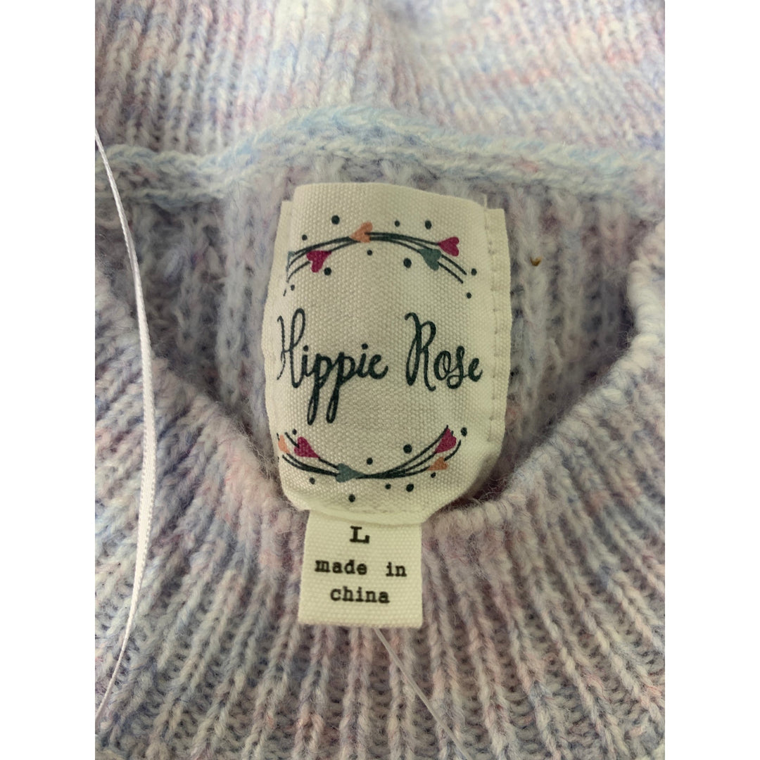 New Hippie Rose Juniors Large Marled Mock-Neck PolyBlend Pastel Colors Sweater