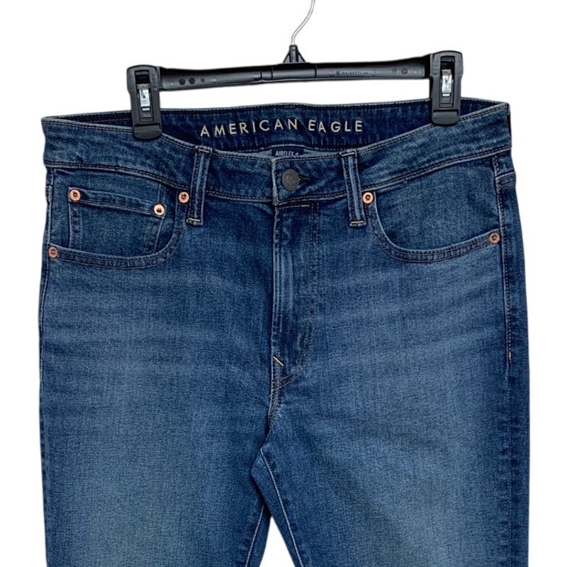 New American Eagle Mens 34 X 32 Cotton Blend Airflex Slim Denim Blue Jeans