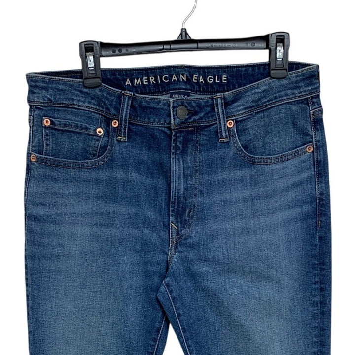 New American Eagle Mens 34 X 32 Cotton Blend Airflex Slim Denim Blue Jeans