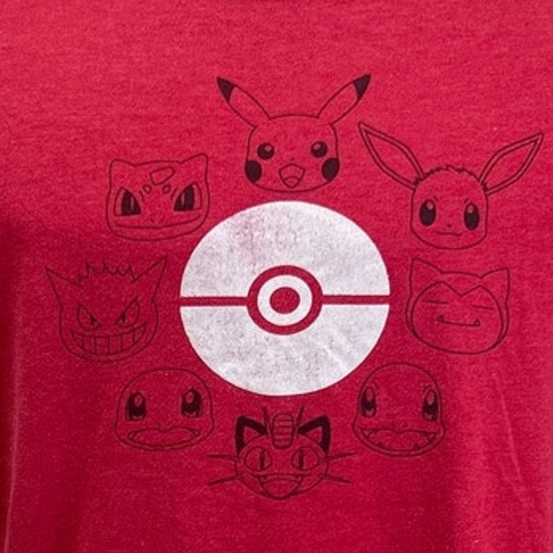 Pokemon Mens XL Pokeball Pikachu PolyCotton Short Sleeve Crew Neck Tee Shirt