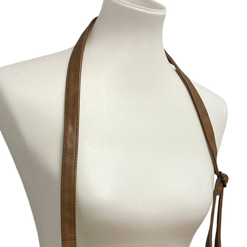 Small Faux Leather Crossbody Braided Fringe Adjustable Strap Handbag Purse