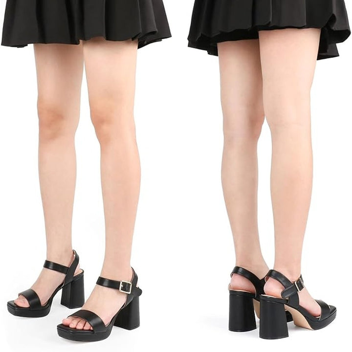 JOY IN LOVE Womens Size 9 Black 3.5" Heel Open Round Toe Ankle Strap Shoes