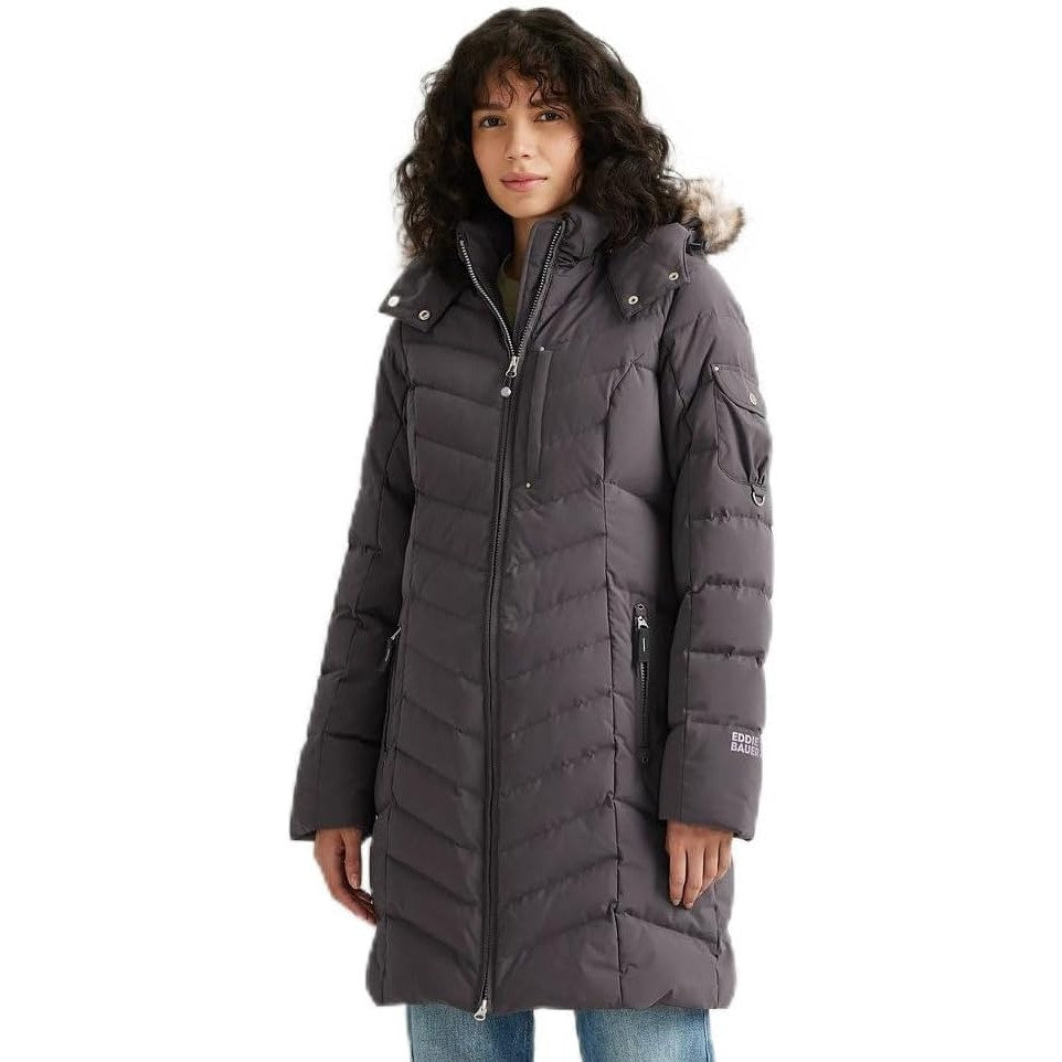 New Eddie Bauer Womens XL Purple 650 Down Sun Valley Puffer Parka Long Coat