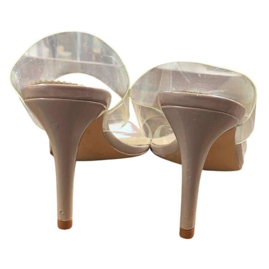 Vivianly Womens Size 10 Clear Strap Pointed Toe 3.5" Stiletto Heel Sandal Shoes
