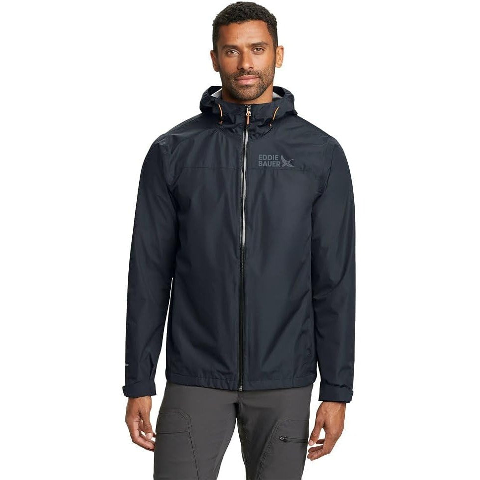 New Eddie Bauer Mens Small Dark Gray Rippac Zip Up Weather Edge Pro Rain Jacket