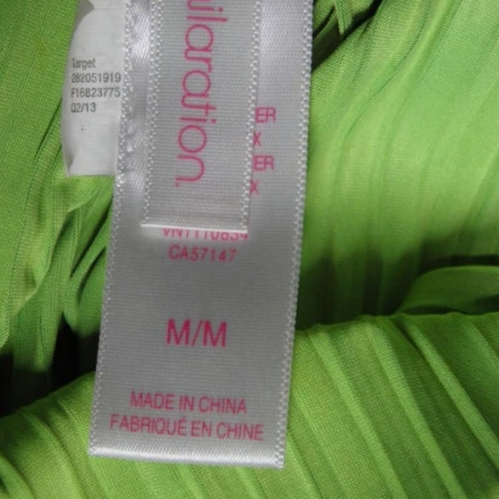 Xhilaration Womens Medium Reversible Green Lime Pleat Hi Lo Elastic Waist Skirt