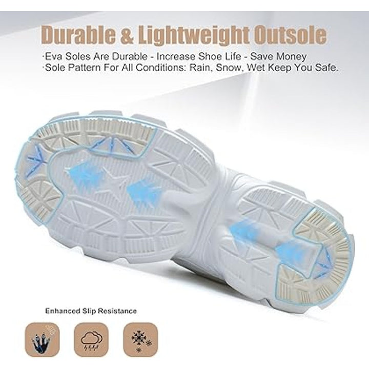 Umburlly Womens Size 11 White Steel Toe NonSlip Faux Leather Work Sneakers Shoes