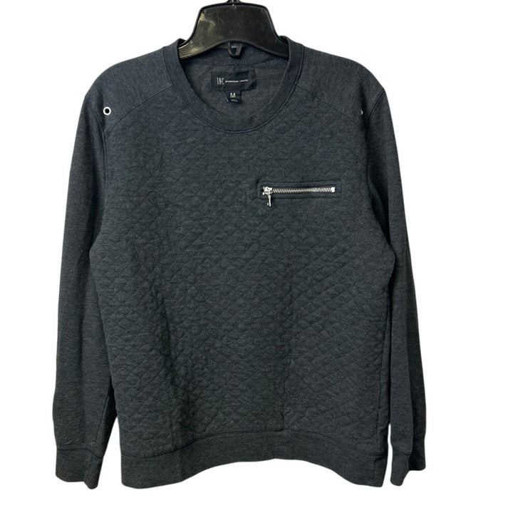 INC International Concepts Womens Medium Gray Long Sleeve Quilted Sweatshirt
