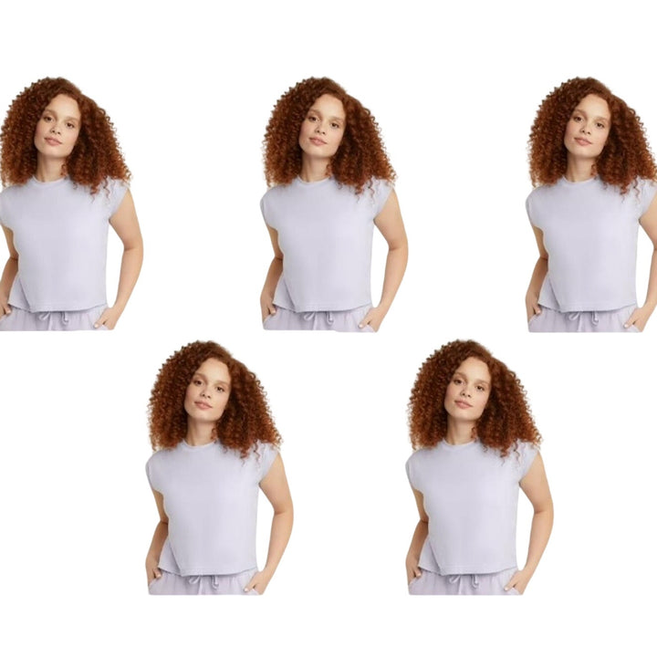 New 5-Pack Hanes Womens XS Purple Ringspun Cotton Cap Sleeve Muscle Tees