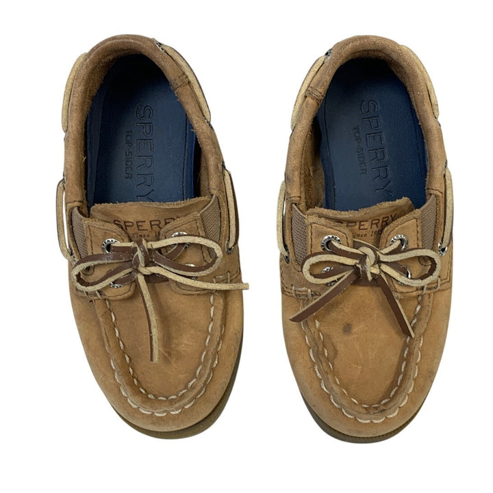 Sperry Top Sider Toddler Boys Size 8 Tan Leather Slide On Boat Comfort Shoes
