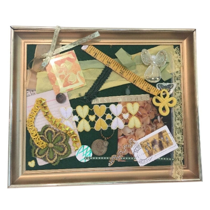 Handmade Vintage Lace Butterfly Angel Postage Stamp Mixed Media Collage Wall Art
