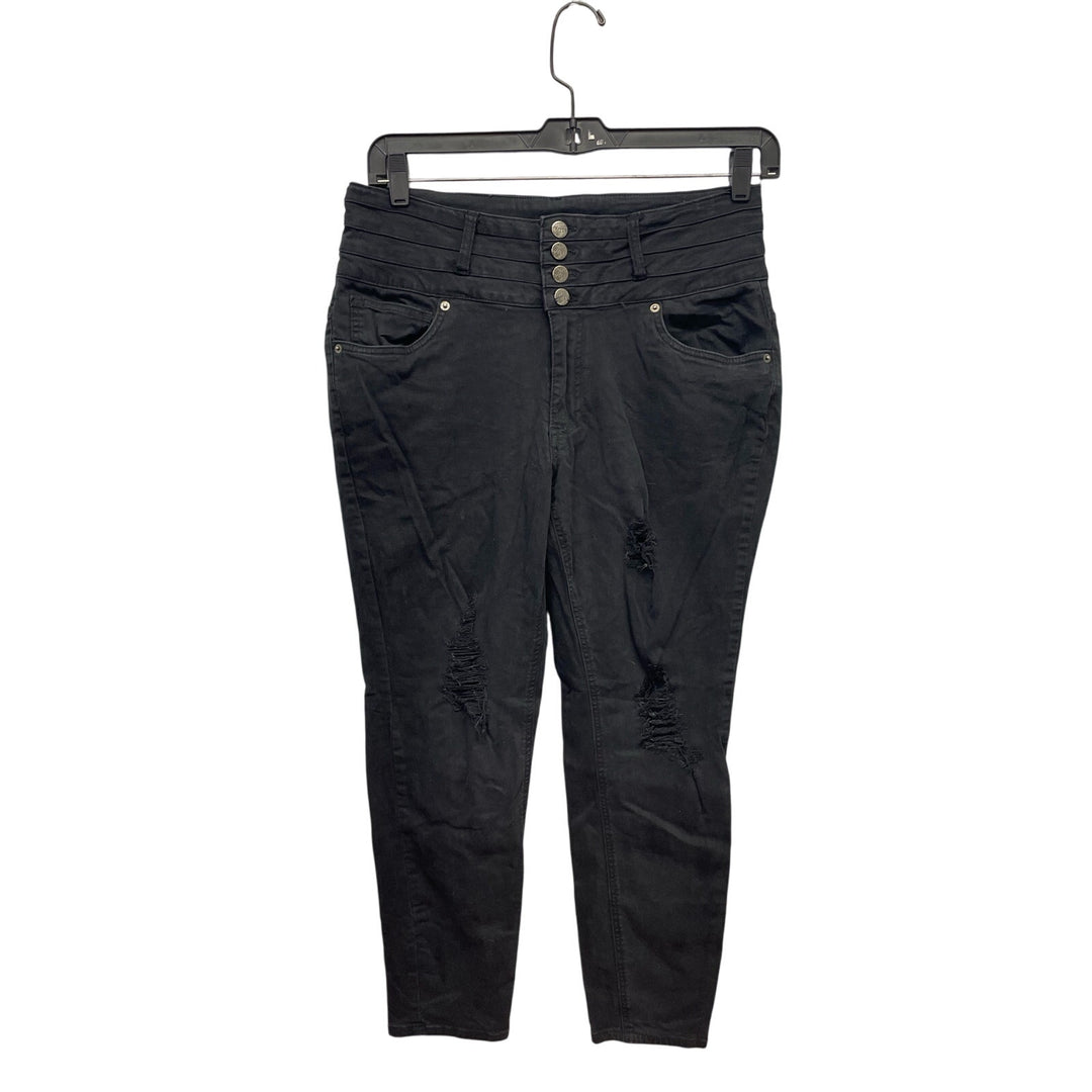Hybrid &amp; Company Womens Size 16 Black Factory Distressed Cotton Blend Jeans