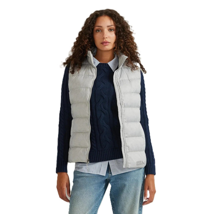New Eddie Bauer Womens Light Gray CirrusLite 650FP Down Zip Up Puffer Vest