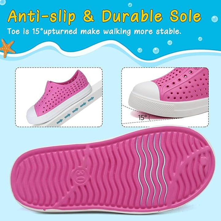 Ziitop Toddler Girls 8 Pink White Mesh Slide On Non Slip Quick Dry Water Shoes