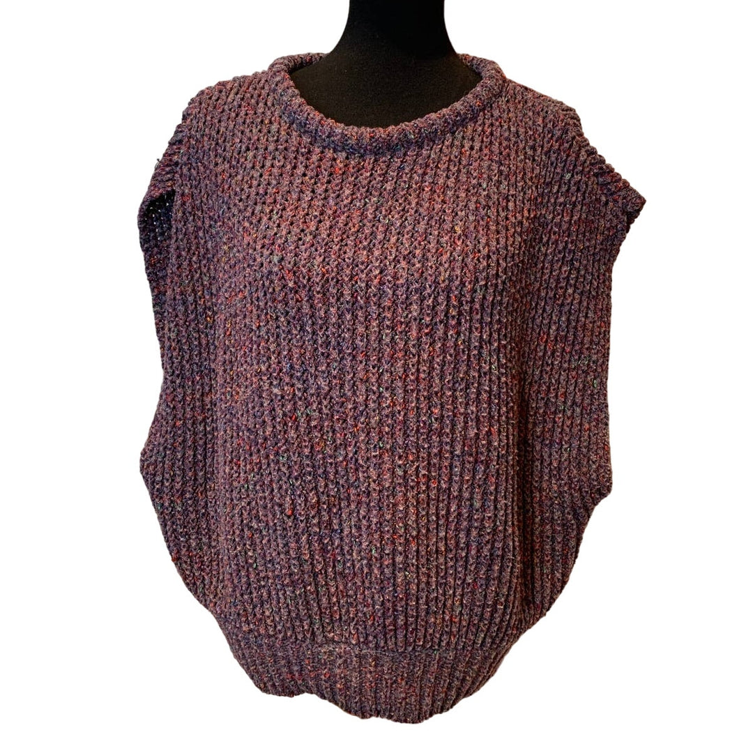 Csscy Medium Modern Cap Sleeve Almost Open Sides Acrylic Blend Purple Sweater