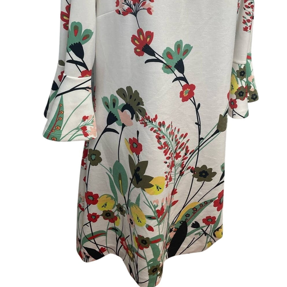 New York &amp; Company XL Long Ruffled Sleeve Floral Vine Knee Length Sheath Dress