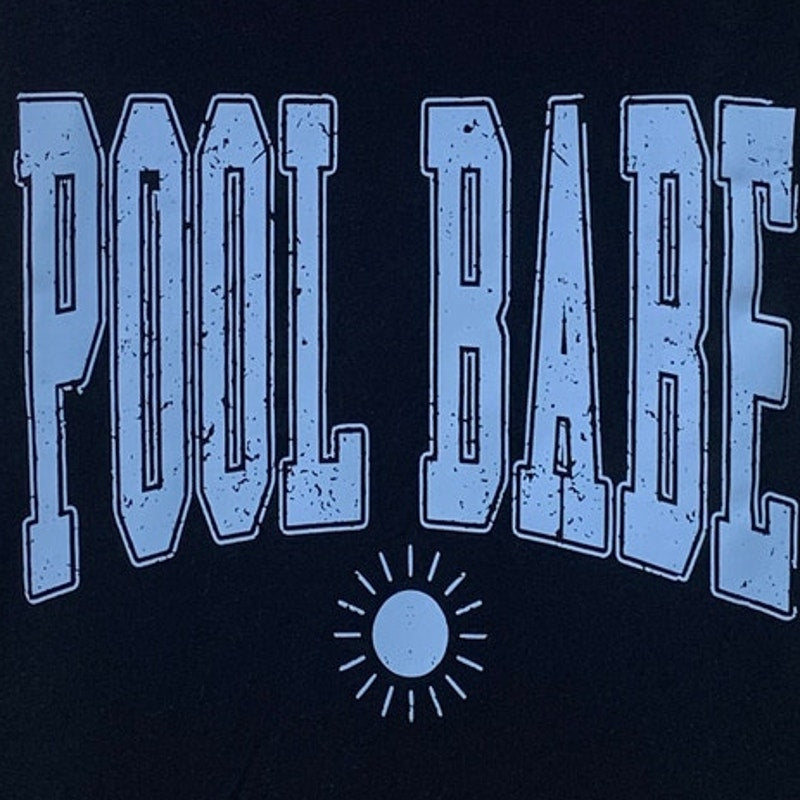Upcycled Hand Printed Womens XL Pool Babe Black PolyCotton Tank Top T Shirt
