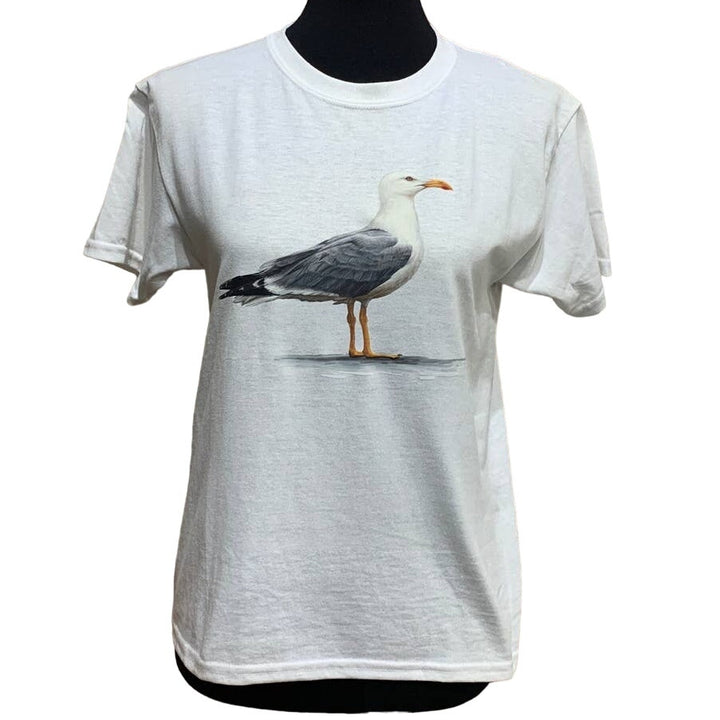 Upcycled Hand Printed Large Summer Seagull Ukraine Flag Slava Ukraini Artist Tee