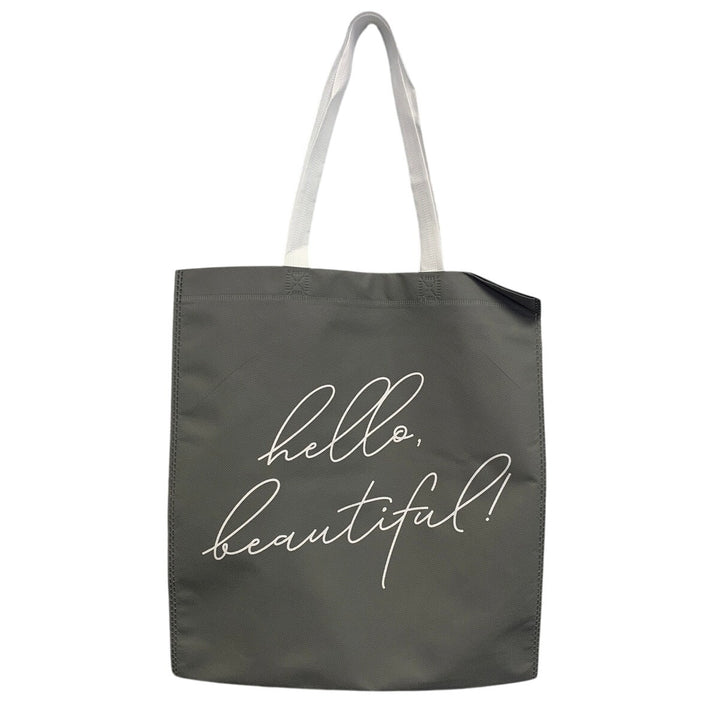New Upcycled Hand Printed Christmas Tree Hello Beautiful Shopper Tote Bag