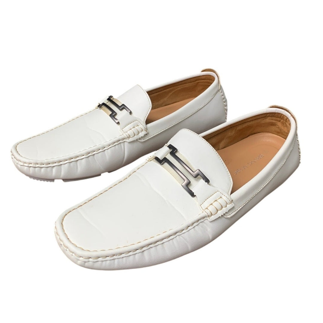 Bruno Marc Mens Size 14 White Faux Leather Driving Loafers Casual Slip On Shoes